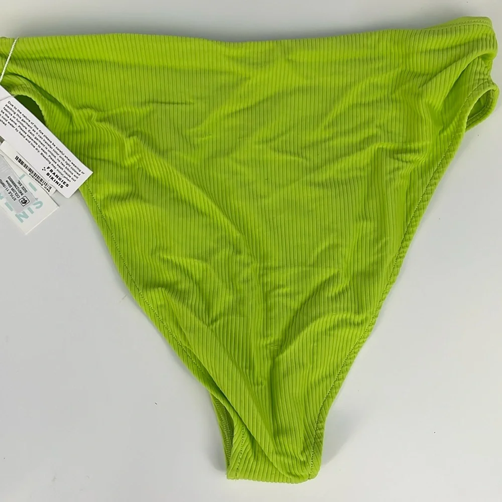 Frankie’s high leg lime green swim bottom Jenna ribb chartreuse apple NWT
